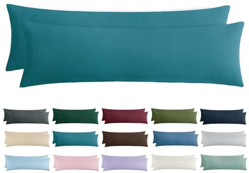 Aisbo Kissenbezug 40x145 2er Set - Seitenschläferkissen Bezug 40 x 145 Türkis mit Reißverschluss aus Mikrofaser Weich, ÖKO-TEX Kopfkissenbezug 145x40 für Seitenschläfer Kissen
