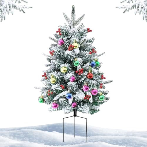 Hqunjikp Alberi di Natale da esterni con picchetto – 75 cm pre-, luci per sentieri, decorazione per albero di pino, riempitivo per le vacanze per portico cortile