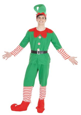 Rubies Disfraz Elfo Man para hombre, Jersey con pantalón, cinturón, cubrebotas y gorro, Duendes, Elfos Navideños para Navidad, Eventos, Fiestas, Cosplay