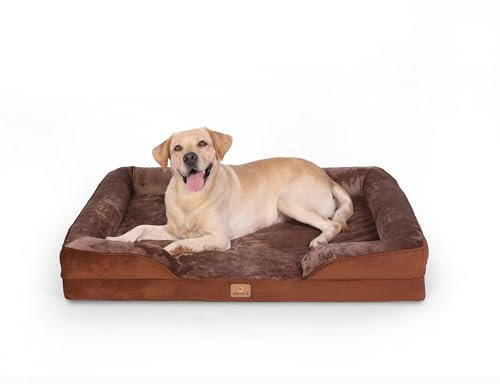 BedGoldi Orthopädisches Hundebett für X-große Hunde, Ergonomisches Hundesofa mit eiförmigem Kistenschaum, Wasserdichtes rutschfestes Hundesofa 106x80 cm, hellgrau