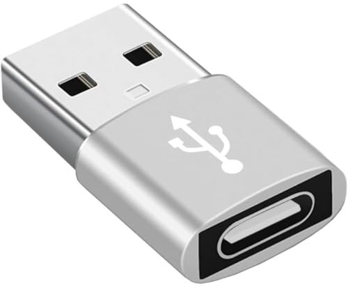 USB to USB C Adapter for i-Phone 16 15, PD 20W USB-C Type C Fast Car Charger Adapter Plug for i-Phone 14, 13, 12, 11, Sam-sung S24, S23, S22 S21 S20 and More, Type C Female to USB A Male (Silver)