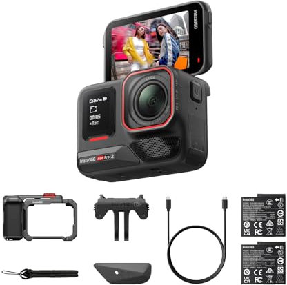 Insta360 Ace Pro 2 Xplorer Bundle-8K Waterproof Action Camera Co-Engineered with Leica, 1/1.3 Sensor, Dual AI Chip, Leading Low Light, Superior Audio Street Photography & Urban Travel, Dual Battery