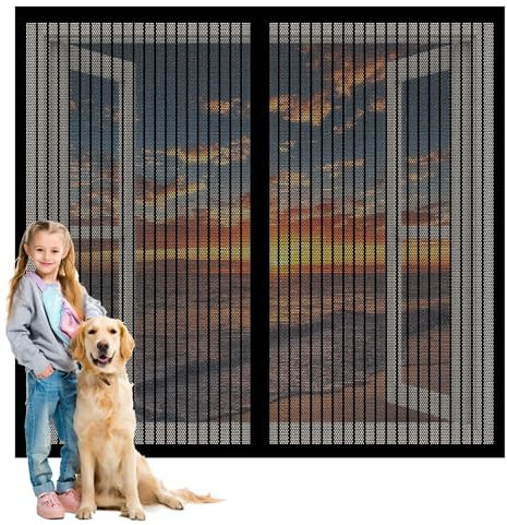 Insektenschutz Fliegengitter Fenster 134 x 140 cm Insektenschutz Mückennetz Fliegengitter Balkontür Ohne Bohren Kinderleichte Montage für Schiebefenster Dachfenster, Schwarz