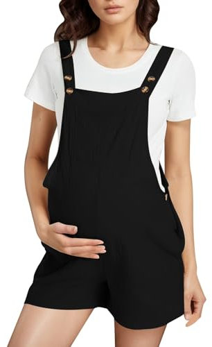 Tuta Premaman Corta In Cotone Salopette Donna Casual Senza Maniche Salopette Casual Con Bottoni Donne Incinte Overalls Largi E Comodi Per Estate Tinta Unita Con Grandi Tasche Senza Maniche Comoda