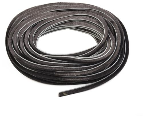 Violiica Joint d'étanchéité auto-adhésif 10 m - Brosse d'étanchéité - 5 mm x 6 mm - Pour fenêtres et portes coulissantes - Anti-bruit et anti-poussière