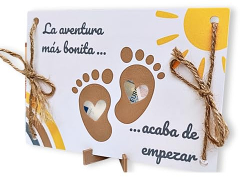 Tres Aristas | Tarjeta para Regalar Dinero por Nacimiento de Bebé | Detalle Original y Emotivo para Recién Nacido| | Ideal para Padres Primerizos | Incluye Soporte, Sobre y Cuerda | (Recién Nacido)