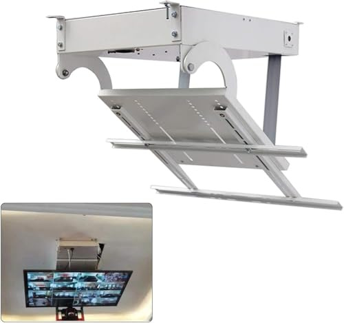 GDMDPTE Electric Ceiling TV Mount, Motorised, Electric Adjustable Angle Ceiling TV Mount Bracket, Remote Control Large Flip Down Motorized Pitched Roof(70-85in TV)