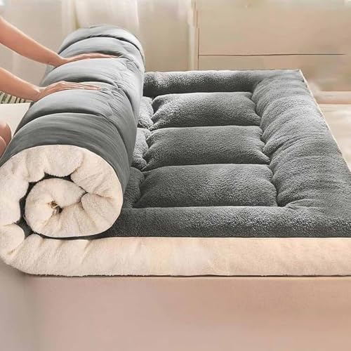 Yadlan Doppelte Einstöckige Matratze Japanisch, Lammwolle-Matratze, Klappmatratze Für Studentenwohnheime, Futon-Matratze, Natürliche Tatami-Faltbettwäsche Grey 90x200cm