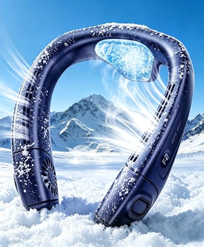 ZNOKIN Ventilador de aire acondicionado AI que sopla aire frío con placa de enfriamiento, ventilador personal portátil, sin aspas, ventilador recargable, 3 velocidades de viento y 3 modos de