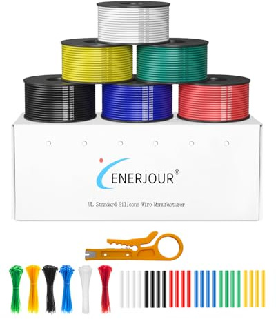 18 AWG 0,75 mm² Silikon Elektrokabel, 5m Pro Rolle 6 Farben 18 AWG Kabel | 6 Rolls 0,75 mm² Silikonkabel Set Flexibel Verzinntes Kupfer, für 12V/24V, KFZ, Batterien, Beleuchtung & DIY, CE Zertifiziert