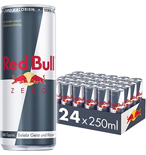 Red Bull Energy Drink Zero Calories, Zuckerfrei, 24 x 250 ml, Dosen Getränke 24er Palette, OHNE PFAND
