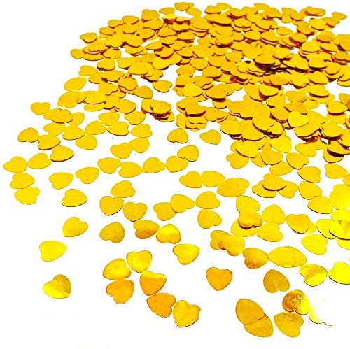 JZK 5000 x 1cm gold Herz glitzer plastik Konfetti Tisch Confetti, Handwerk Geschenk Dekorative Zubehör, für Hochzeit Geburtstag Valentinstag Party Taufe Baby Party