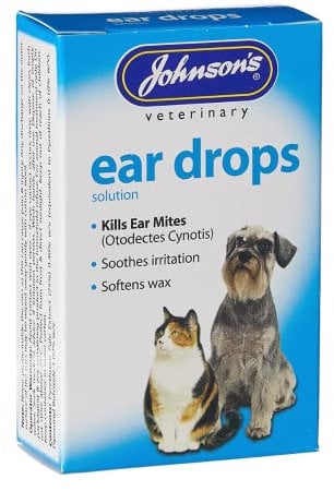 John-sons Ear Drops or Cleanser for Dogs/Cats Kills Ear Mites Drops Wax Softner (Ear Drops 15ml)