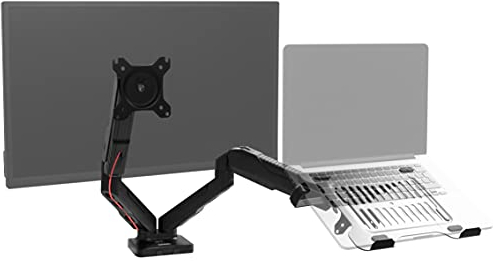 Duronic DMDCL1X1 Brazo para Monitor de 15 a 27 y 6.5 kg | Brazo Extensible con Resorte de Gas y Bandeja para Portátil | Altura Ajustable 40 cm | Rotativo y Cabezal VESA 75 Y 100 Inclinable -90°+85°