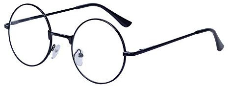 JoXiGo Reading Glasses Black for Women Men Retro Round Metal Frame Clear Lens Stylish with Glasses Case, +1.5