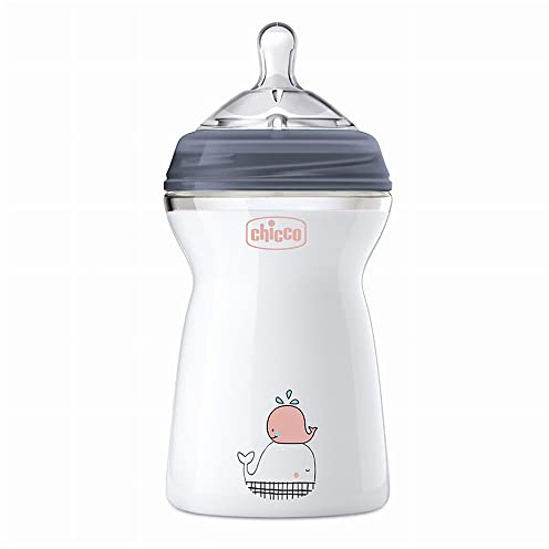 Chicco Natural Feeling Biberon Édition limitée Noir et blanc 330 ml 6+M, 1 Pezzo