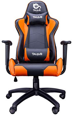 Talius Gecko V2 - Silla Gaming Naranja y Negra con Cuero, Ergonomía, Basculante, Alta Densidad y Nylon. (Orange)