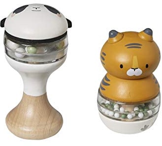 VERTBAUDET Lot de 2 hochets HANOÏ en Bois Vert TU