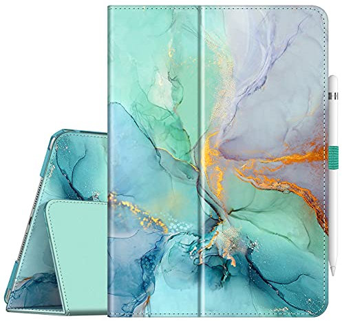 FINTIE Folio Case Compatible with iPad 9th / 8th / 7th Generation (2021/2020/2019) 10.2 Inch - [Corner Protection] Stand Cover w/Pencil Holder, Auto Sleep/Wake, Emerald Marble
