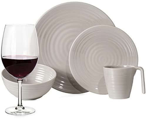 Melamin Camping Geschirr Set 4 Personen Coffee 16 Teilig + Timo Gläser Rot Weingläser Tafelgeschirr Picknick BBQ Kochgeschirr