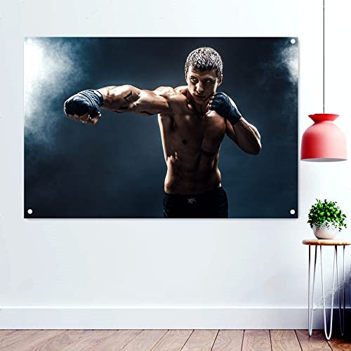 通用 Master Boxing Cross Poster, Wandkunst, Kickboxen, Muay Thai, Kampfsport, Tapete, Banner, Flaggen, Leinwand, Malerei, Kunstwerk, Fitnessstudio, Dekoration, 96 x 144 cm