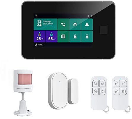 Mengshen Drahtloses Smart Home Sicherheitssystem WIFI 4G GSM Alarm Kit mit Hub Türbewegungssensor Unterstützt SMS Anruf APP Benachrichtigung