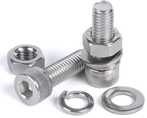 304 Edelstahl Innensechskantschraubenkombination Zylinderkopfschraube + Unterlegscheibe + Federscheibe + Mutter, Gewindedurchmesser M20, Gewindelänge 40-120mm,M20*46mm