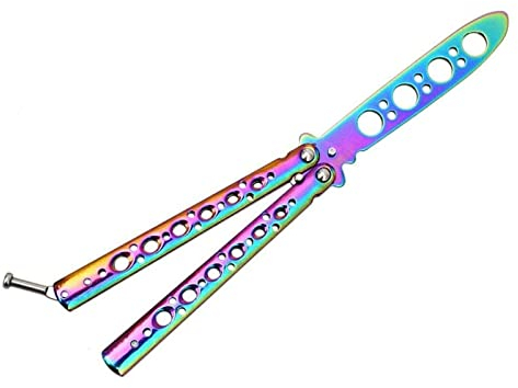 Couteau papillon d’entraînement, Balisong Acier Mat Couteau, Butterfly Knife sans Lame Couteau Balisong Exercice Pratique d'arts Martiaux Épée, Couleur