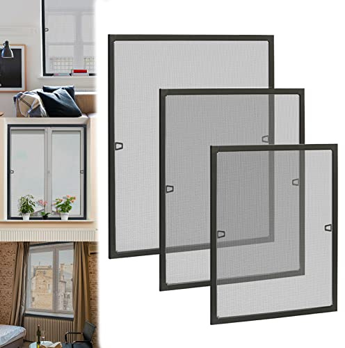 LZQ Fliegengitter Fenster Insektenschutz Fliegenschutzgitter mit Alurahmen, Mückennetz Fenster Mückengitter Moskitonetz Gitter ohne Bohren und Schrauben(100 × 120 cm, Anthrazit)