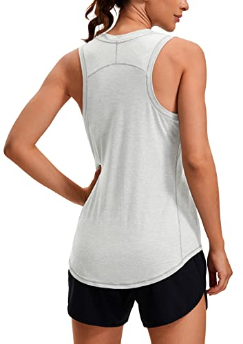CRZ YOGA Damen Sport Tank Top Racerback Ärmelloses Yoga Oberteile Sommer Fitness Tops Gym Leichte Sporttop Silberner Nebel 38