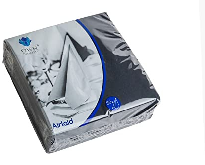 We Can Source It Ltd - 250 x Black Pocket Pop in Airlaid Napkins, 40 x 40cm | 8 Fold Linen Feel Luxury 8-Ply Paper Napkins - Disposable Table Tissue for Party, Weddings, Events, Restaurants and Catering