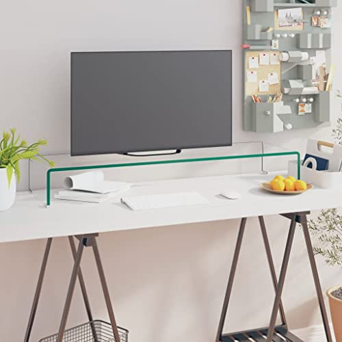 INLIFE Meuble TV, Meuble TV/pour Moniteur 100 x 30 x 13 cm Verre Transparent