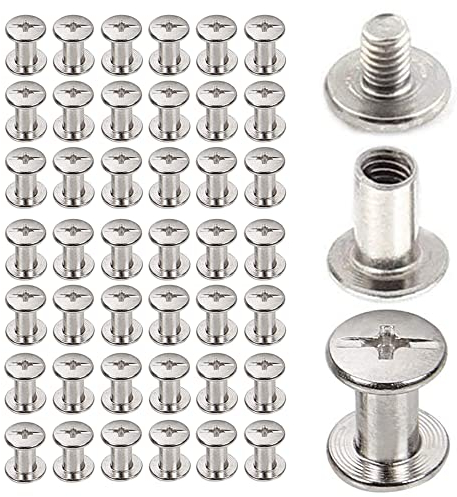 45 Stück Buchschrauben Chicago Schrauben 304 Edelstahl Rostfreier Stahl Kreuzschraube Nieten für DIY Lederdekoration Buchbinderei (5x8 mm,45 Stück)