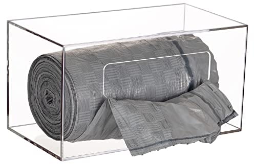 Aphbrada Trash Bag Dispenser Roll Holder, Wall Mount Acrylic Garbage Bag Dispenser Roll Holder for Kitchen Cabinet, Trash Can Liners Organizer for Under Sink, Clear