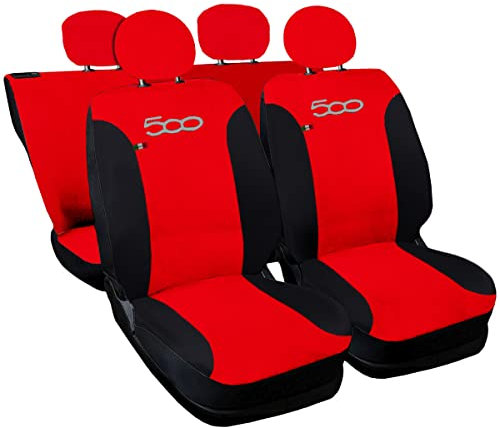 Rebeca Shop COPRISEDILI PER AUTO COMPATIBILI CON 500 MADE IN ITALY SET IN VARI COLORI (Rosso/Nero)