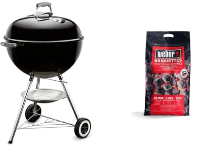 Weber Classic Kettle Charcoal Grill Barbecue, 57cm | BBQ Grill with Lid Cover & Barbeque Briquettes | 8 kg Bag | BBQ Coal for Weber Grills | Coal BBQ Fuel | Premium Quality, Easy to light