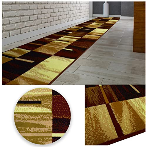 MDEKOR Teppich Läufer Braun Meterware 70 cm breit ringsum gekettelt, Kurzflor Teppichläufer Flur für Eingangsbereich | Treppenläufer Höhe 6 mm | pflegeleicht | Maßanfertigung