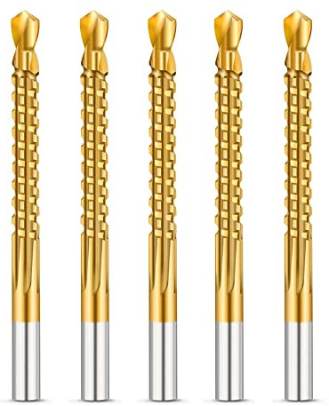 5 x 6 mm Spiralbohrer mit Titan-Bohrer-Bits, Metallspiralbohrer-Set für Holzbearbeitung, Stahl, Metall, Kunststoff, Lochsäge
