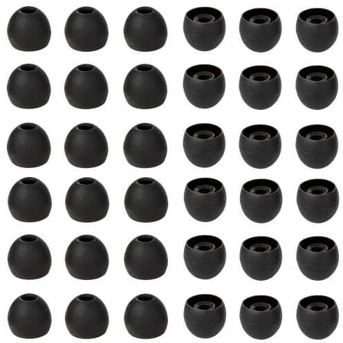 CYADCI 36 Pieces Medium Earbud Tips Soft and Comfortable Ear Bud Replacement Pieces Silicone Fit Most in-Ear Headphones，Inner Hole 3.8mm -5.5mm，Medium Black Earbud Replacement Tips