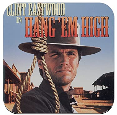 Untersetzer aus Kork – Hang'Em High Alte Filmposter Retro Kino Vintage Western – 1 Stück (95 x 95 mm)