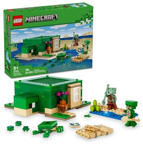 LEGO Minecraft The Turtle Beach House Construction Toy 21254 set di costruzione di case Minecraft con figure di tartaruga, accessori e personaggi del gioco, regalo per giocatori di 8 anni