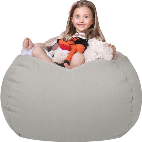 WEKAPO Stuffed Animal Storage Bean Bag Chair Cover for Kids