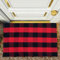 RAJRANG Tapis à Carreaux de Buffle 3x5 Pieds tissé à la Main Tapis de Porte d'entrée extérieur Chinois Rouge et Noir Tapis en Coton Lavable pour Porche d'entrée