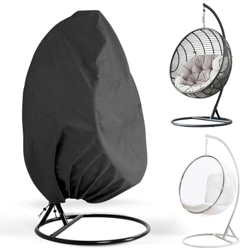 FGen Hängesessel Abdeckung,Groß Hängestuhl Schutzhülle Abdeckplane,Schaukelstuhl Abdeckung 210D Oxford,Gartenmöbel Schutzhülle mit PU-Überzug, UV-Beständig, Winddicht, Wasserdicht,Reißfest,190 x 110cm