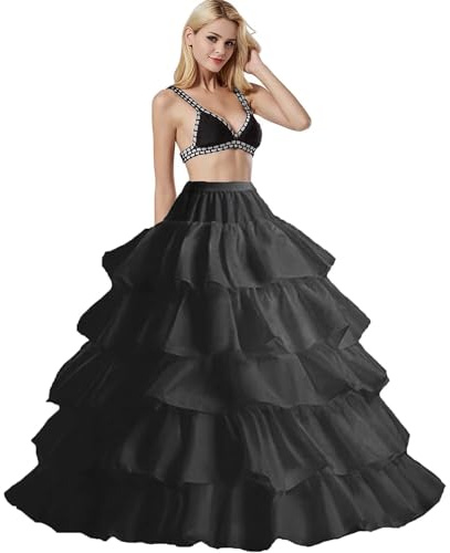 Damen Reifrock Brautkleid Unterrock Lang 4 Ring 5 Flouncing mit Rüschen Krinoline Petticoat Underskirt Reifrock Petticoat Crinoline Unterröcke für Hochzeit Party Karneval Halloween