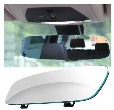JNNJ Rückspiegel Auto, Anti-Blendung Innenspiegel Large Vision Spiegel, Blendschutz Auto Rückspiegel Zum Aufstecken Weitwinkel Spiegel Für Autos, SUVs, LKW(Weiß)