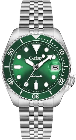 CADISEN Automatik Uhr Herren Mit Gangreserve Mechanische Edelstahl Saphirglas Homage kaufmännische Angelegenheiten (Green)