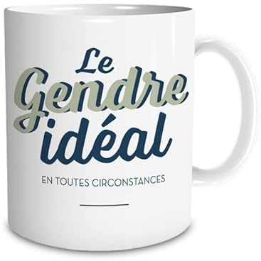 DECOHO - Mug en céramique Le gendre idéal - 33 cl, Céramique - Imprimé en France - Blanc