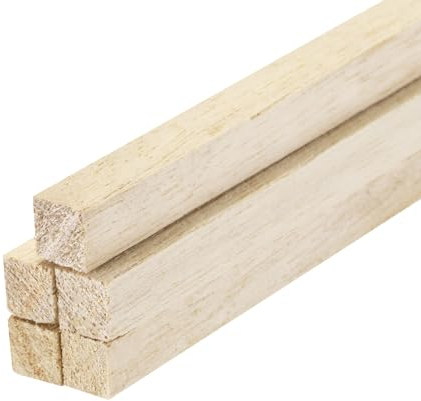 sourcing map Lot de 5 bâtons carrés en bois dur brut 50,8 x 2 x 2 cm pour loisirs créatifs