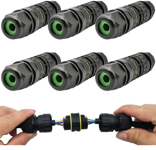Connettore cavo IP68, Dujelixa 6 pezzi Scatola di giunzione impermeabile M25, connettore cavo 2/3percorsi, scatola elettrica esterna, cavo di alimentazione accoppiatore manicotto esterno filo 6-11mm